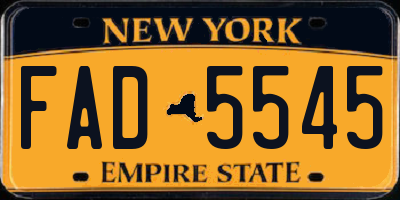 NY license plate FAD5545