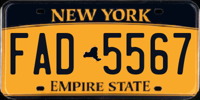 NY license plate FAD5567