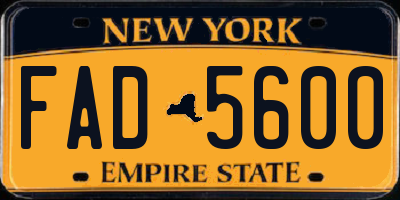 NY license plate FAD5600
