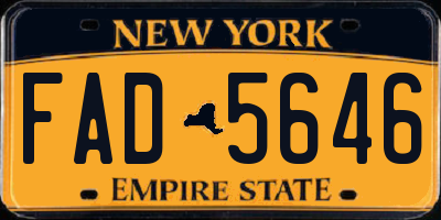NY license plate FAD5646
