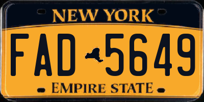 NY license plate FAD5649