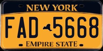 NY license plate FAD5668