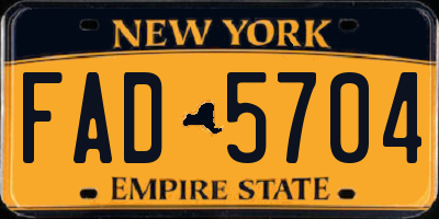 NY license plate FAD5704