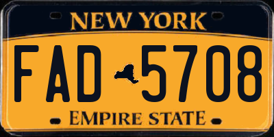 NY license plate FAD5708