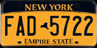NY license plate FAD5722