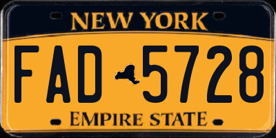 NY license plate FAD5728