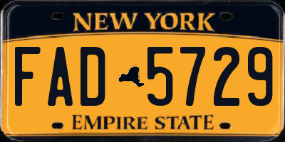 NY license plate FAD5729