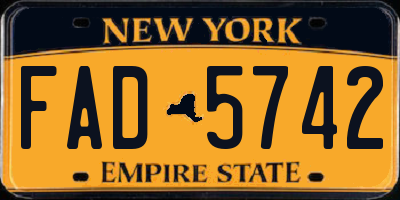 NY license plate FAD5742