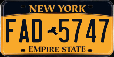 NY license plate FAD5747