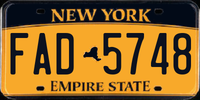 NY license plate FAD5748