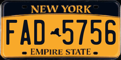 NY license plate FAD5756