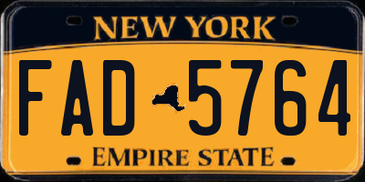 NY license plate FAD5764