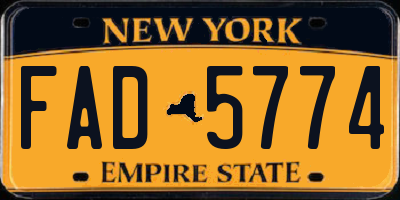 NY license plate FAD5774