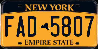 NY license plate FAD5807