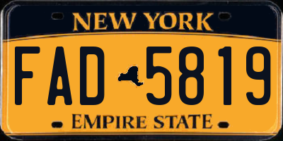 NY license plate FAD5819