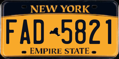 NY license plate FAD5821