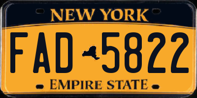 NY license plate FAD5822