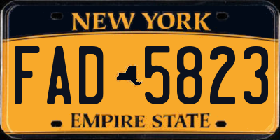 NY license plate FAD5823