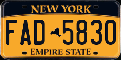 NY license plate FAD5830