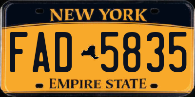 NY license plate FAD5835