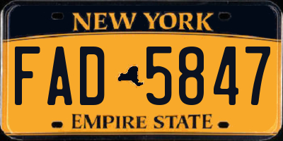 NY license plate FAD5847