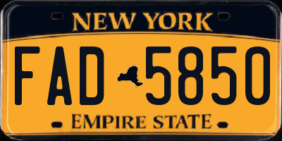 NY license plate FAD5850