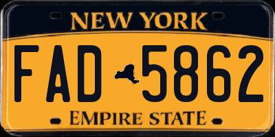 NY license plate FAD5862