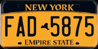 NY license plate FAD5875