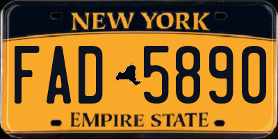 NY license plate FAD5890