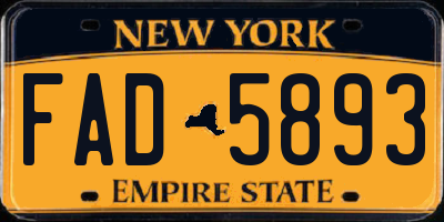 NY license plate FAD5893