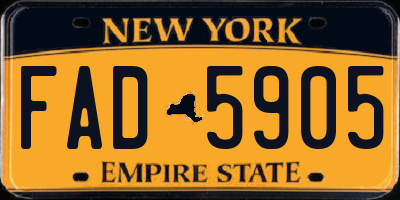 NY license plate FAD5905