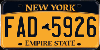 NY license plate FAD5926