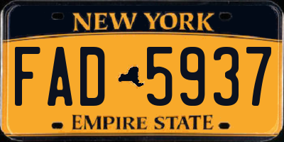 NY license plate FAD5937