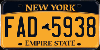 NY license plate FAD5938