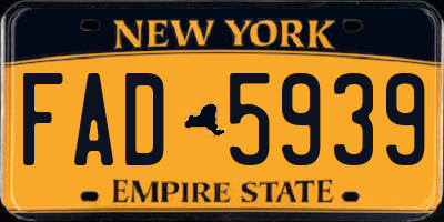 NY license plate FAD5939