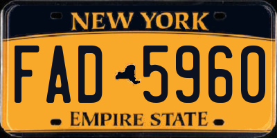 NY license plate FAD5960