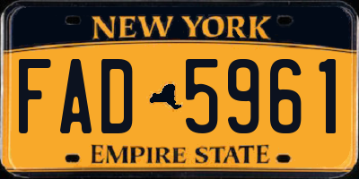 NY license plate FAD5961