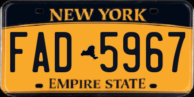 NY license plate FAD5967