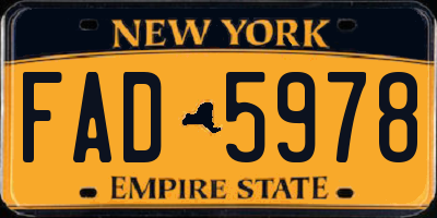 NY license plate FAD5978