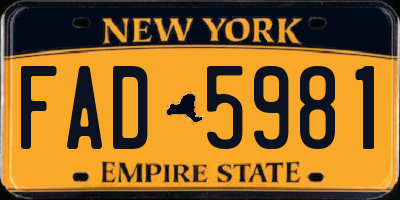 NY license plate FAD5981