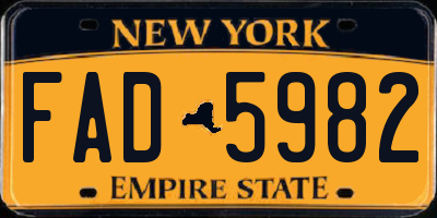 NY license plate FAD5982