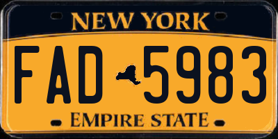 NY license plate FAD5983