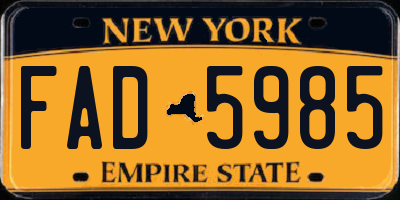 NY license plate FAD5985