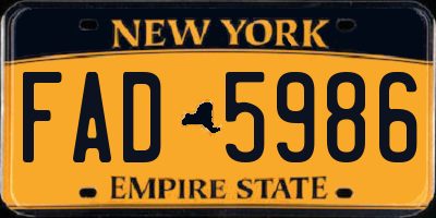 NY license plate FAD5986