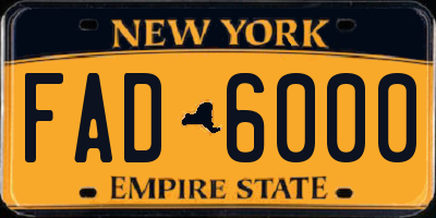 NY license plate FAD6000