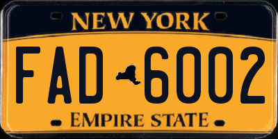 NY license plate FAD6002