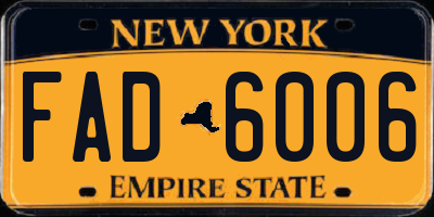 NY license plate FAD6006