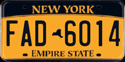 NY license plate FAD6014
