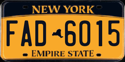 NY license plate FAD6015