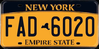 NY license plate FAD6020